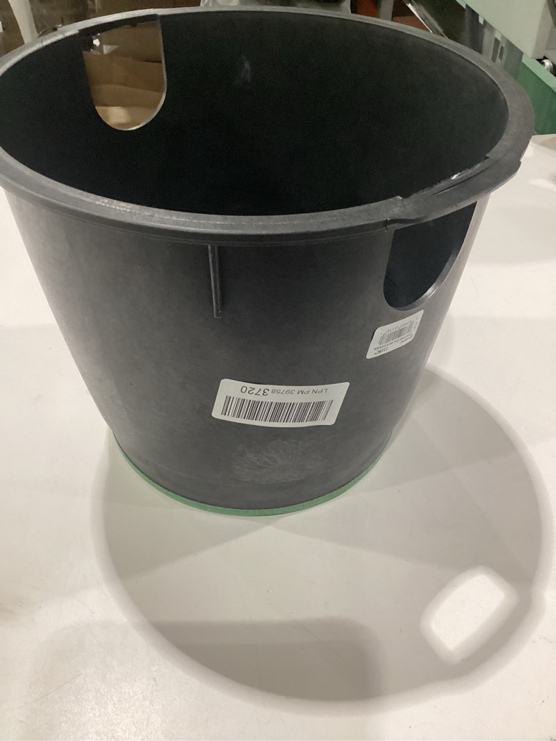 Condition photo showing Good Condition for nds 111bc 10 in. round standard series valve box and cover, 10 in. height, irrigation control valve lettering, black box, green overlapping cover, black/green