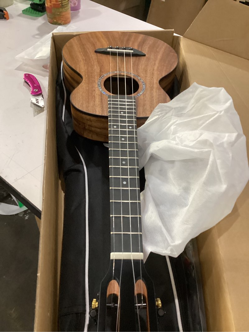 Condition photo showing Good Condition for caramel 26inch ct204 all solid acacia wood tenor electric ukulele professional ukelele kit beginner guitar starter bundle strings, padded gig bag, strap all solid acacia electric tenor