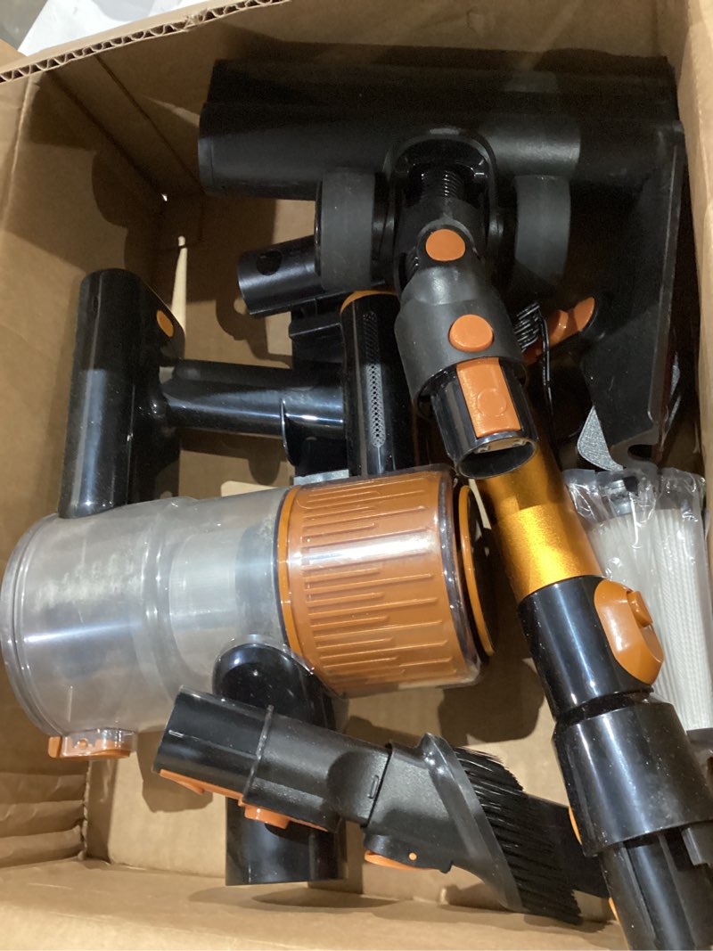 Condition photo showing As Is for Cordless Vacuum Cleaner, 40Kpa 8 in 1 Powerful Suction Lightweight Stick Vacuum Cleaner for Home, LED Display, 3 Suction Modes, 45Mins Detachable Battery Vacuum for Hard Floor Carpet Pet Hairs Orange