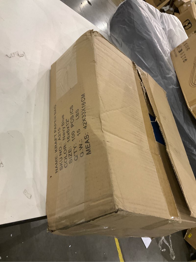 Condition photo showing Good Condition for BagDream 100Pcs 16x6x12 Inches Kraft Paper Bags with Handles Bulk, Large Shopping Bags for Gifts, Grocery, Merchandise, Party Favor, Take-out, Recycled Paper Sacks Navy Blue