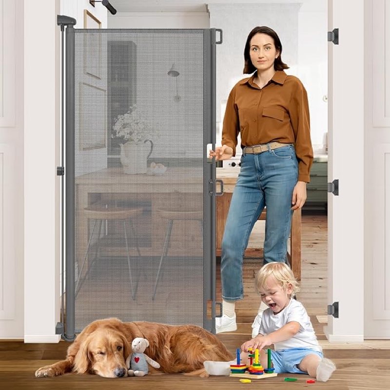 70 Inch Wide Retractable Baby Gate for Doorways, Extra Long Dog Gate Indoor Pet Gate Retractable Gat