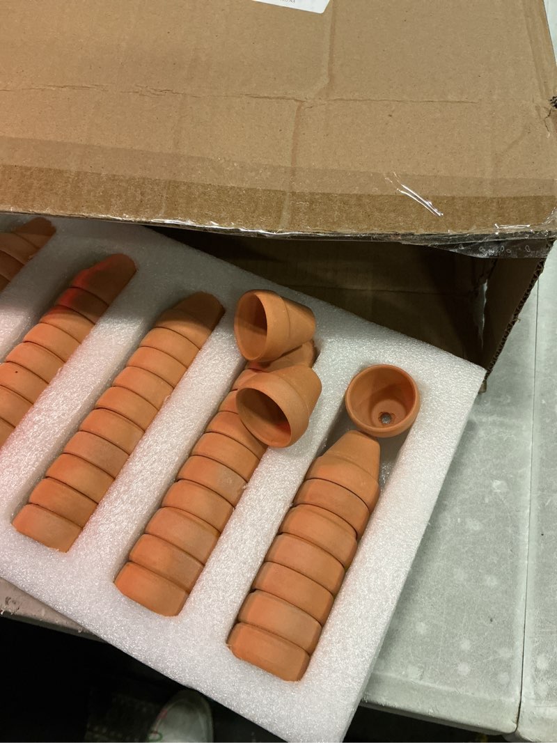 Condition photo showing Good Condition for fcacti 1.5 inch terracotta pots pack of 72 - mini clay pot with drainage hole for tiny cactus herb lithop, succulent nursery pots for home garden table diy hand craft gift decoration
