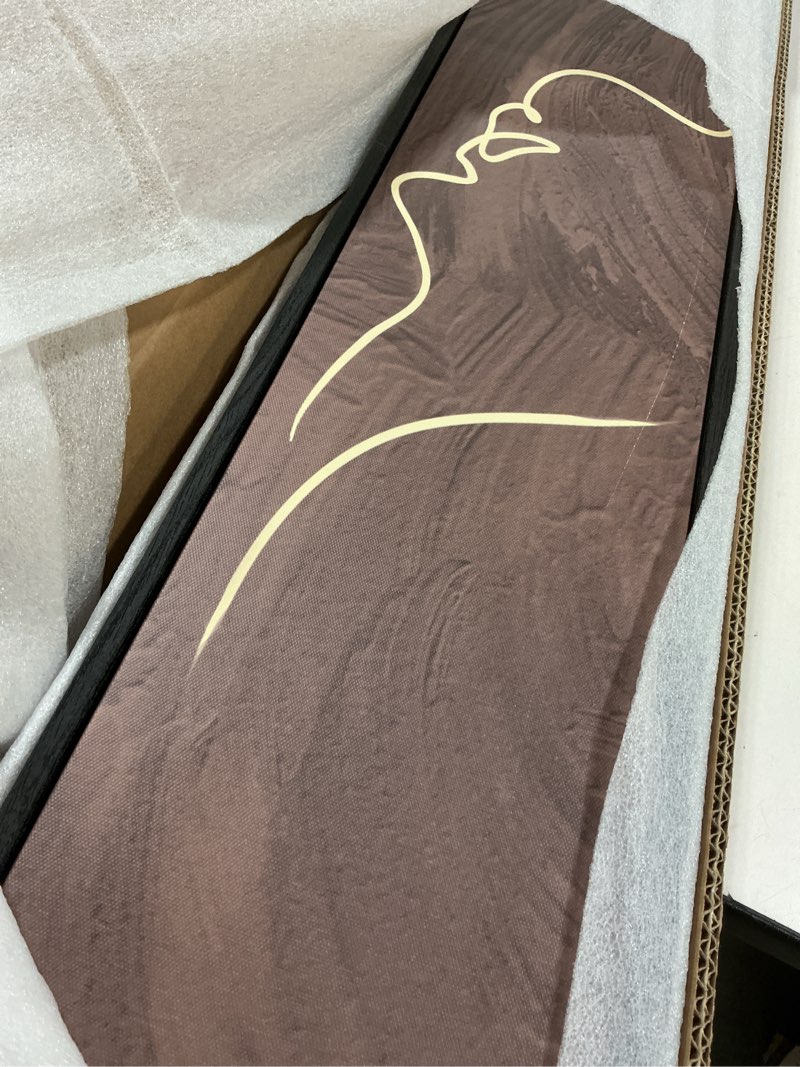 Condition photo showing Good Condition for Large Framed Long Narrow Vertical Neutral Abstract Wall Art Set, 2 Piece Beige Brown Modern Canvas Prints Paintings Artwork for Walls-Minimalist Pictures for Entryway Hallway Living Bedroom Wall Decor 8" W x 56" H x 2Pcs Abstract Face