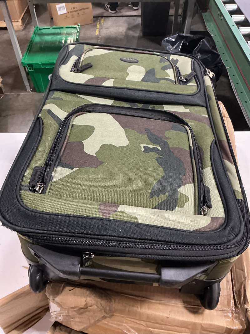 Condition photo showing New/Like New for u.s. traveler rio lightweight softside rolling carry-on suitcase, 2-wheel set, camouflage camouflage 21"/14"