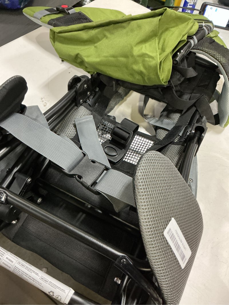 Condition photo showing As Is for besrey Baby Backpack Carrier, Toddler Hiking Backpack with Safety 3-Height Seat, Adjustable Straps&Waist Belt, Foldable Frame Lightweight Large Capacity Child Carrier for Hiking (Army Green)