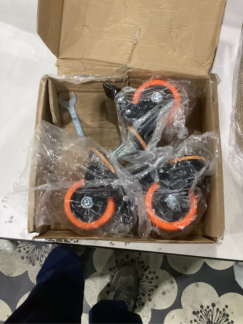 Condition photo showing As Is for MISSING PARTS Stem Caster Wheels 3 Inch Heavy Duty Threaded Stem Casters UNC 3/8\"-16 x 1 Swivel Casters Set of 4 with Safety Dual Locking Wheel for Furniture and Cart 3 Inch 3/8\"-16x1\"