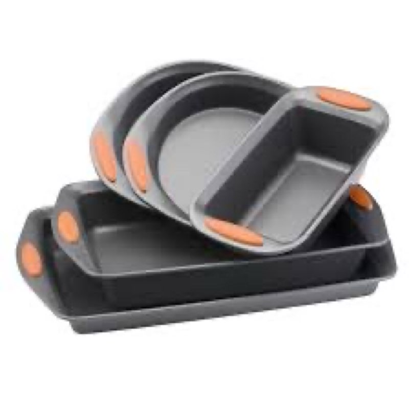 Questions and Answers for Rachael Ray Oven Lovin' 5-Piece Gray and Orange Bakeware Set