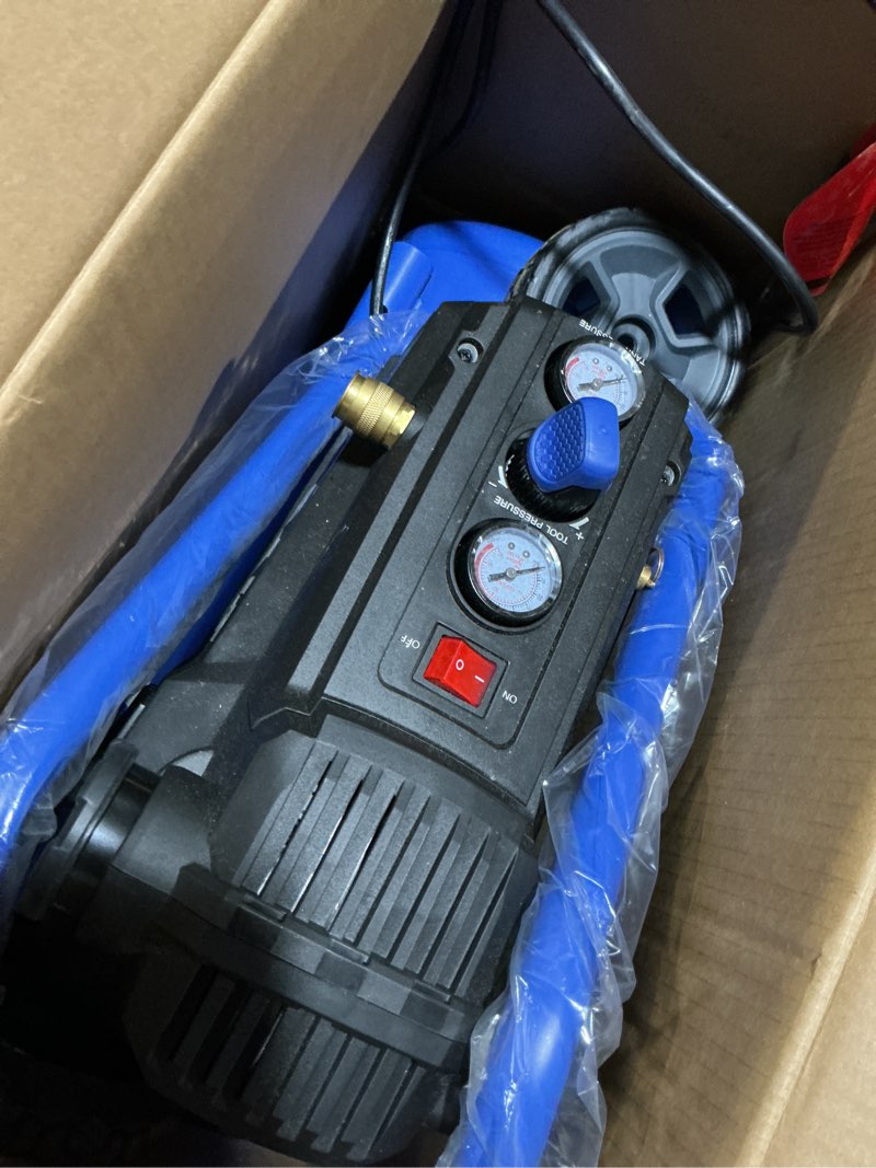 Condition photo showing As Is for kobalt 8-gallon portable electric 150 psi horizontal air compressor