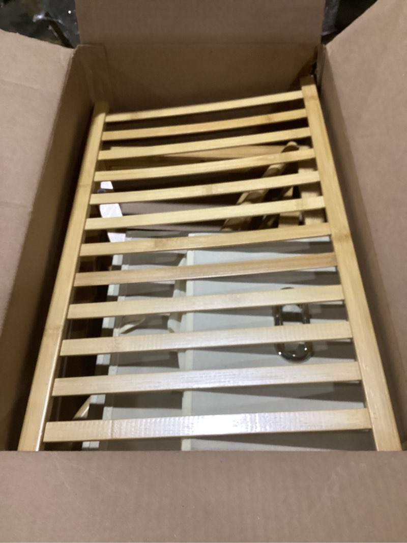 Condition photo showing Good Condition for Kids Clothing Rack Bamboo with 2 Storage Baskets and 2 Adjustable Hanging Rods,Child Garment Holder with Shelf, Dress up Racks for Playroom,Toddlers Bedroom (Natural)