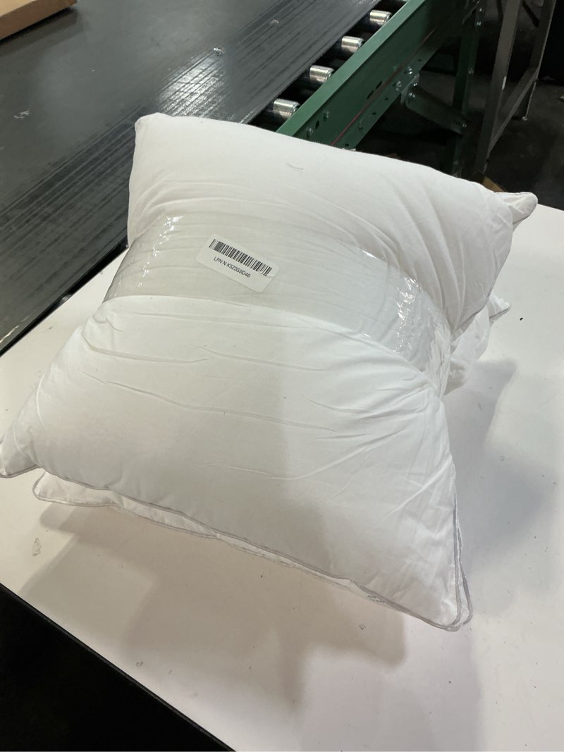 Condition photo showing As Is for FAVRIQ 16 x 16 Pillow Inserts (Set of 2) - 16 Inch Square Interior Sofa Throw Pillow with 100% Cotton Cover - Decorative Pillow Insert Pair - White Couch Pillow 16 Inch x 16 Inch