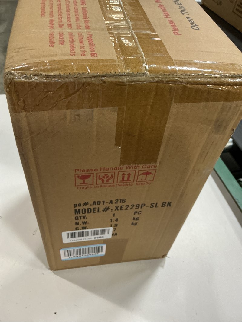 Condition photo showing New/Like New for emliviar 13 inch outdoor solar post light, dusk to dawn post lighting fixture with remote control, removable pier mount with seeded glass, xe229p-sl bk post light 13.2 inch