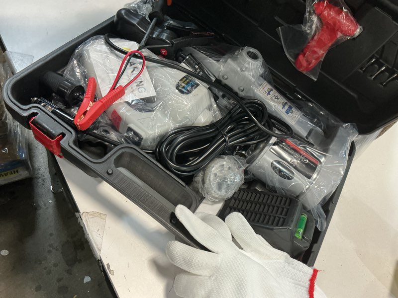 Condition photo showing Good Condition for Electric Car Jack Kit 12V Trailer Floor Jack Stands Set 3 Ton Vehicle Scissor Car Lift for Tire Change and Road Emergency with Impact Wrench Jack+Wrench Grey