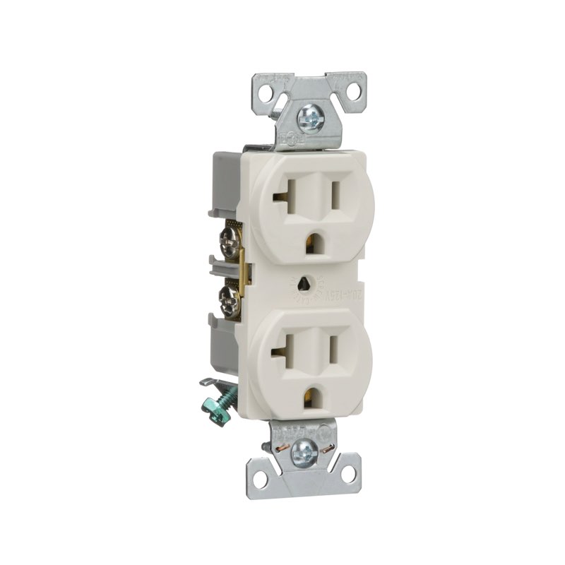 Eaton 20-Amp 125-volt Commercial Duplex Outlet, Light Almond BR20L