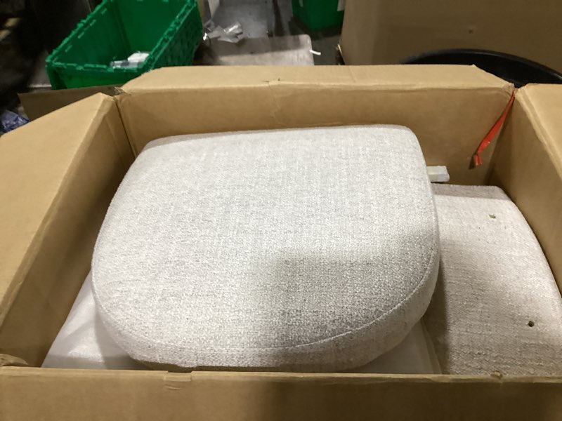 Condition photo showing Good Condition for Modern Barrel Bar Stools Set of 2, Counter Height Stools, 26" Velvet Counter Stool with Comfy Back, Armless Sherpa Upholstered Kitchen Island Chair, Ivory