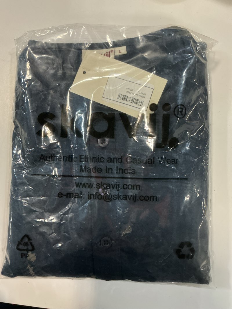 Condition photo showing New/Like New for skavij men's cotton 2 piece set casual straight longline round neck shirt solid pant regular outfit (large,blue)