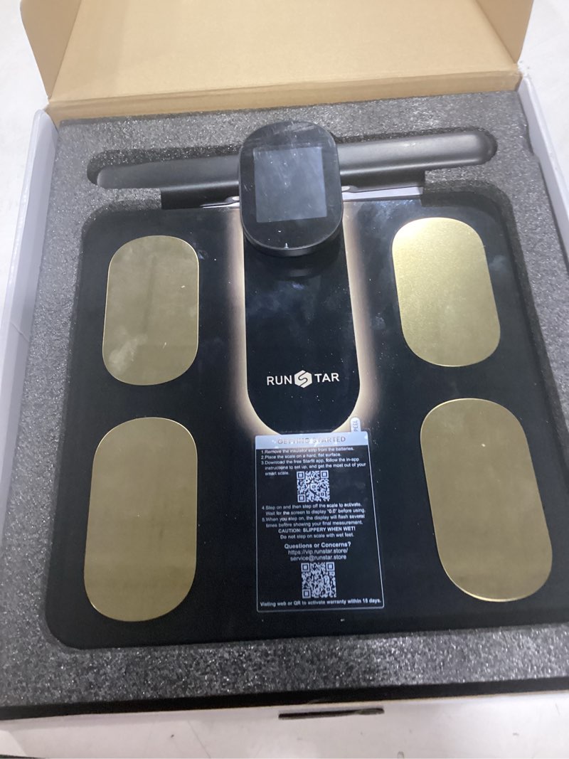 Condition photo showing Good Condition for RunStar Smart Scale FSA&HSA Eligible, 8 Electrodes Digital Bathroom Scale for Body Weight and Fat, BMI, Muscle Mass 28 Body Composition Measurement, with Full-Color TFT LCD on Retractable Handle black