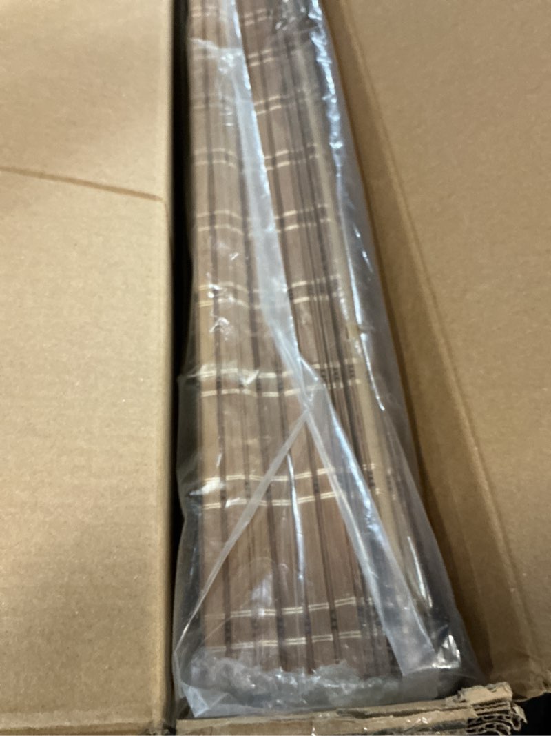 Condition photo showing New/Like New for lazblinds no tools no drill cordless bamboo roman shades, light filtering window treatment, roll up bamboo blinds for window 34'' w x 64'' h, brown brown206 34'' w x 64'' h