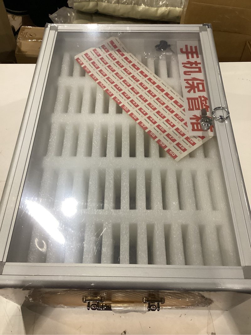 Condition photo showing New/Like New for silver phone storage cabinet school exam cell phone management box secure mobile phone box with lock wall mounted staff mobile phone storage cabinet 12~60 position mobile phone storage box,silver-60 bits silver 60 bits