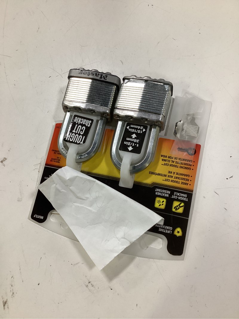 Condition photo showing Good Condition for master lock heavy duty outdoor keyed padlock, 2-in wide x 1-1/2-in shackle keyed alike (2-pack)