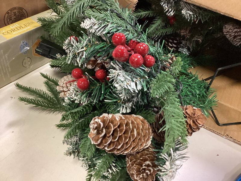 Condition photo showing As Is for Ashland Bush Stem Pick Pine with Berries and Pine Cones 18\" TallAshland(similar)