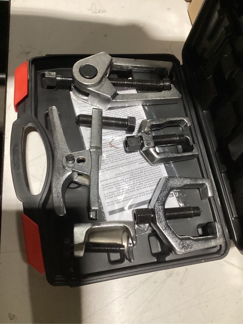 Condition photo showing As Is for Orion Motor Tech 5-in-1 Ball Joint Separator, Pitman Arm Puller, Tie Rod End Tool Set for Front End Service, Splitter Removal Kit (BS06) Black Case Silver Puller
