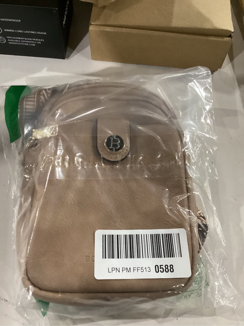 Condition photo showing New/Like New for bostanten small sling bag crossbody bags for women trendy crossbody purse leather chest bag a-light brown