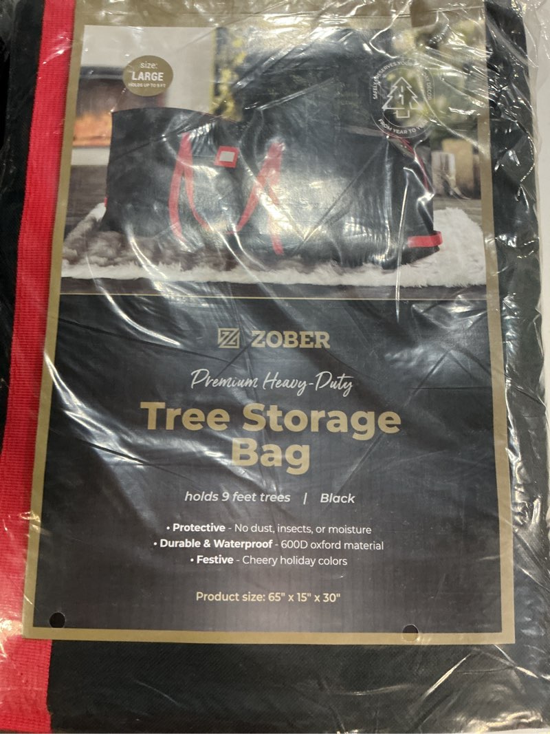 Condition photo showing New/Like New for zober 600d oxford fabric large christmas tree storage bag - fits 9 ft artificial trees - tear proof waterproof christmas tree bag for storage box for xmas - strong, durable handles - card slot - black 9 ft black