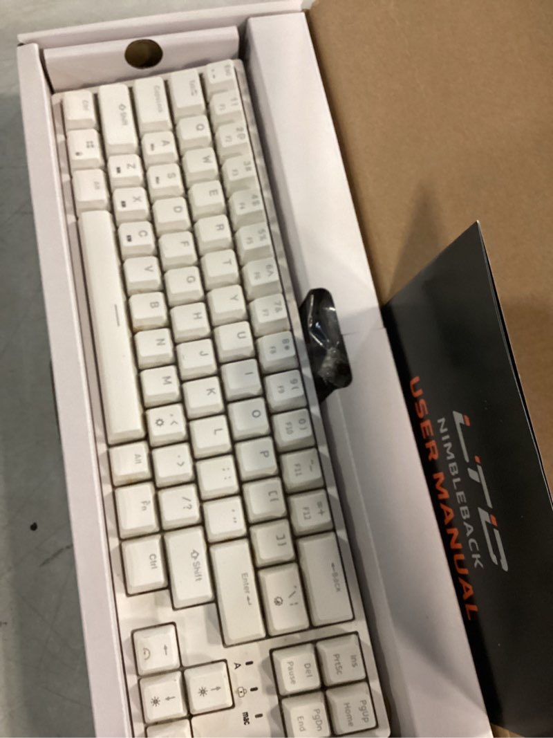 Condition photo showing Good Condition for ltc nb681 nimbleback wired 65% mechanical keyboard, rgb backlit ultra-compact 68 keys gaming keyboard with hot-swappable switch and stand-alone arrow/control keys (hot swappable brown switch, white)