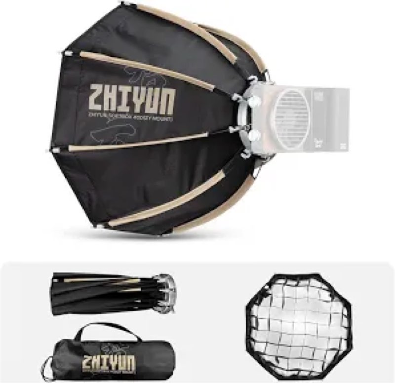 zhiyun 35\"/90cm octagonal softbox, quick release bowens mount softbox with honeycomb grid, light dif