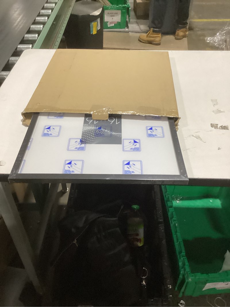 Condition photo showing New/Like New for Americanflat 16x16 Picture Frame with Polished Plexiglass - Use as 5x7 Frame with Mat or Display 16x16 Photo Without Mat - Streamline Collection - Thin Border Square Frames for Wall Display - Black Black 16x16 White Mat