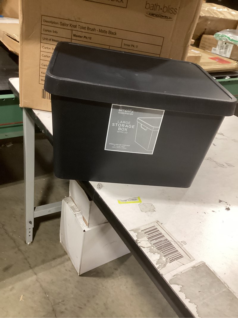 Condition photo showing New/Like New for simplify large vinto storage box | stackable | home organization | bathroom | accessories | toys | closet | 2 handles | black large charcoal