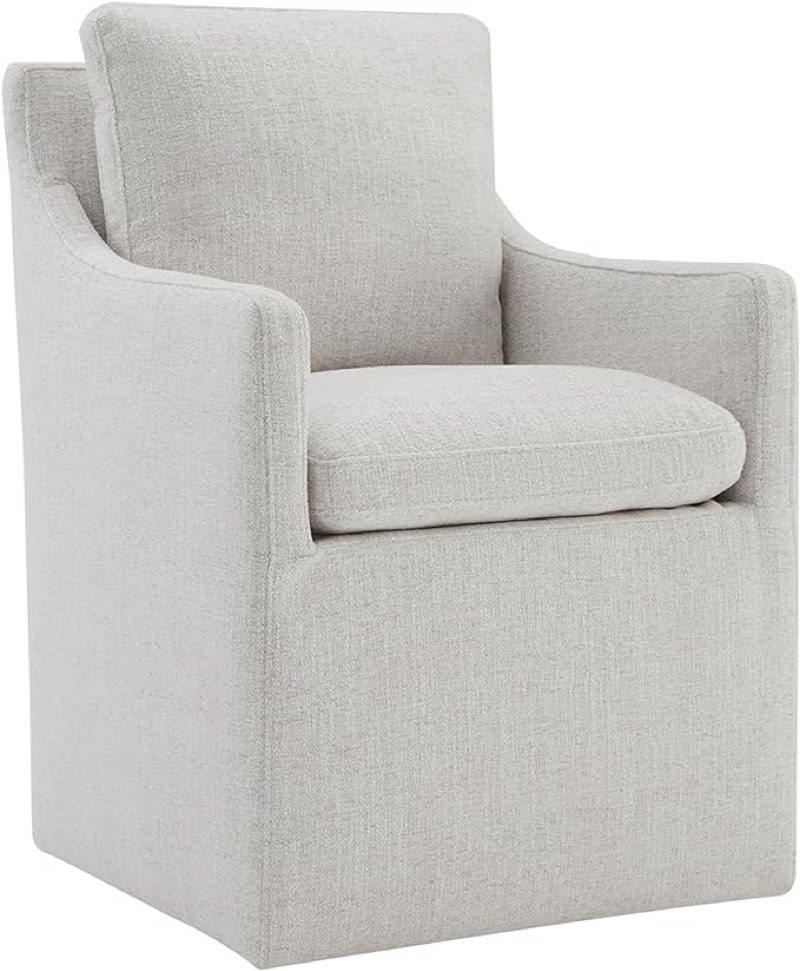 Upholstered Dining Chairs with Casters Modern Accent Armchair with Rollers for Diningroom Bedroom Livingroom Reading Room