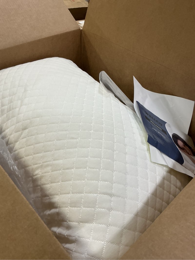 Condition photo showing Good Condition for accuratex pillows queen size set of 2, hybrid shredded memory foam pillow[adjustable loft], fluffy down alternative fill removable cotton cover, firm supportive pillow for side back sleepers white queen (pack of 2)