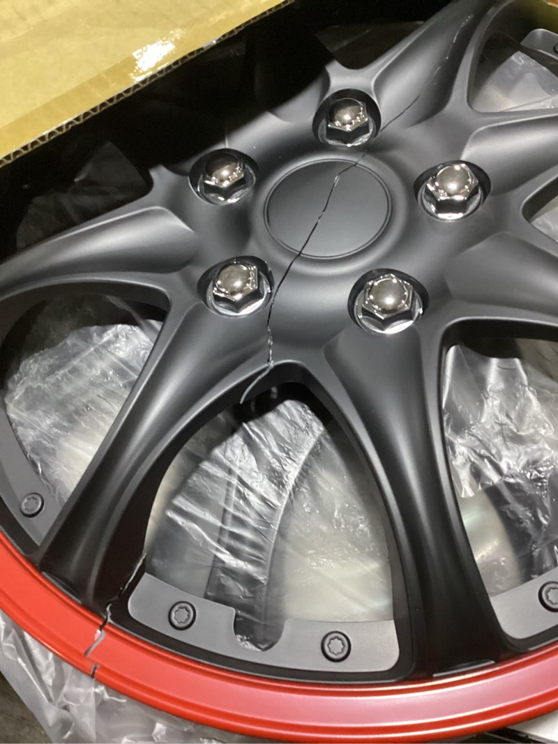 Set of 4 Hubcaps Wheel Cover JDM Black Red Universal, Fits Steel Wheels, Tapas para Rines, (16”, 15”