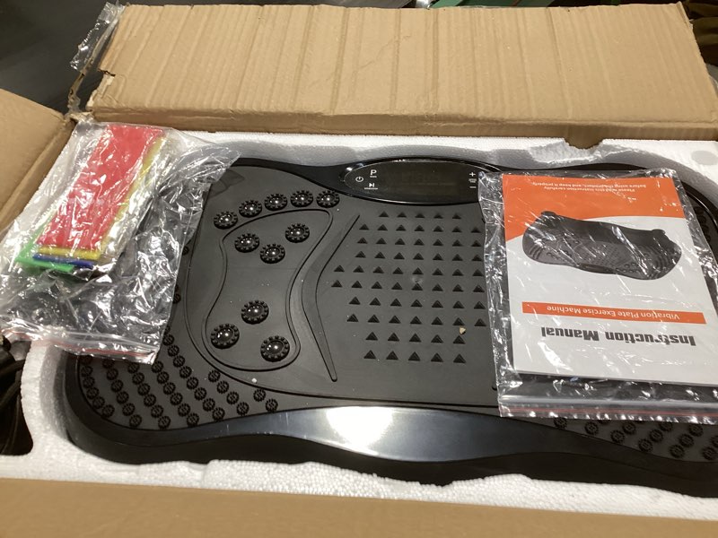 Condition photo showing Good Condition for Vibration Plate Exercise Machine, 130 Levels Full Body Workout Vibrating Plate for Lymphatic Drainage Weight Loss, 450 Lbs Capacity Shake Fitness Platform with Resistance Bands Bluetooth for Women Men