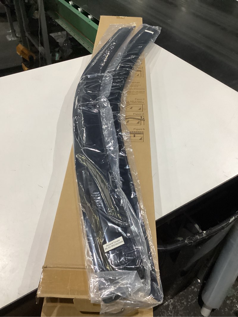Condition photo showing New/Like New for kpy rain guard compatible with honda accord coupe 1998-2002, 2pc window visor side window vent deflectors tape-on style, 1998 1999 2000 2001 2002