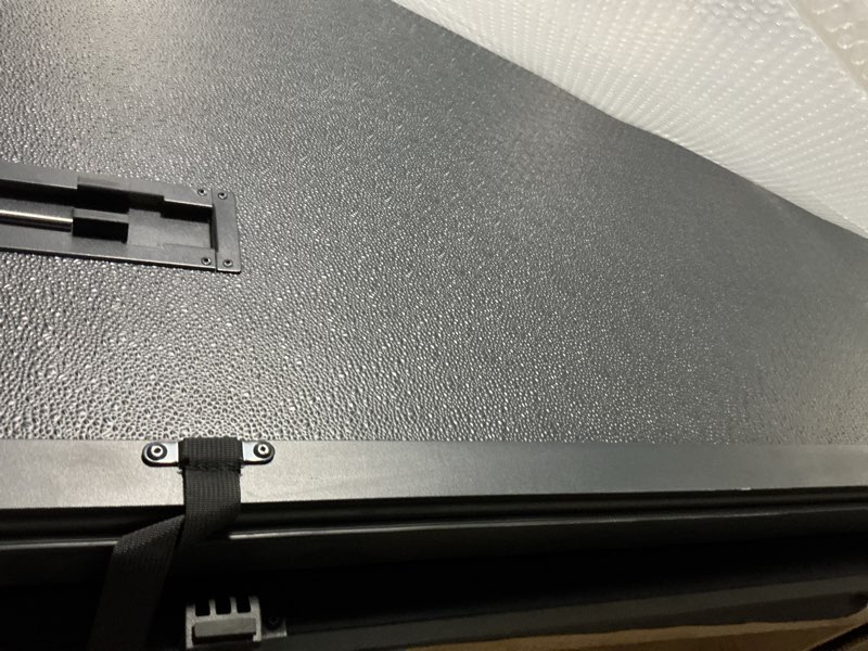 Condition photo showing Good Condition for hard folding truck bed tonneau cover compatible with dodge ram 1500(2002-2025), 2500&3500(2003-2025) 8 ft long box w/o rambox, tri fold style hard trifold 8ft possibly incomplete