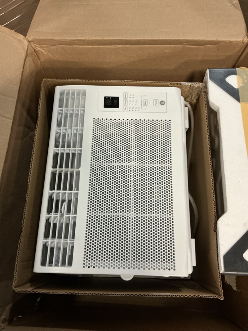 Condition photo showing Good Condition for ge window air conditioner unit, 6,000 btu for small rooms up to 250 sq ft. with adjustable fan and cooling settings, perfect for small bedroom or living room, easy install kit included, white new 6,000 btu electronic controls white