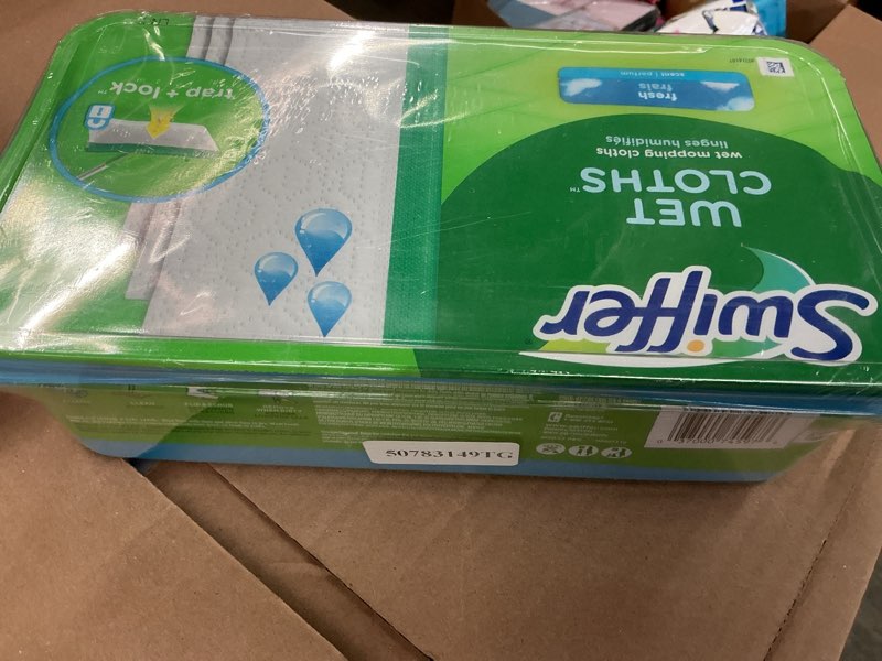 Condition photo showing Good Condition for swiffer sweeper wet mopping pad refills, open-window fresh scent, 24 count