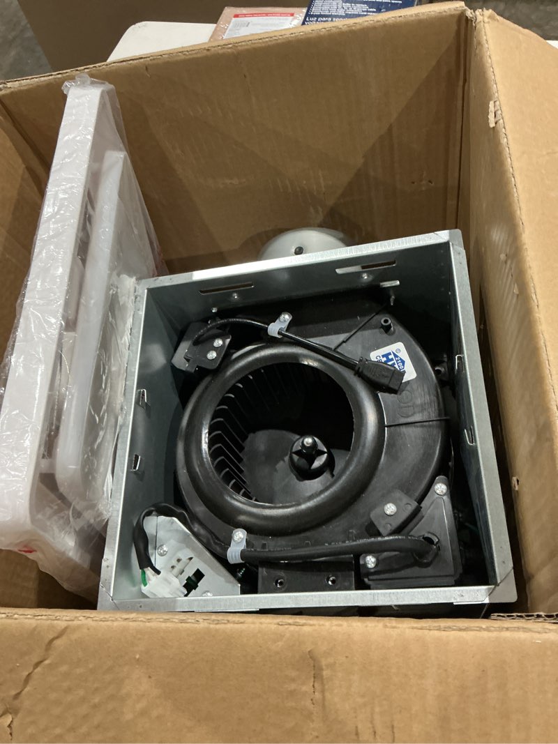Condition photo showing As Is for homewerks 1.5-sone 110-cfm white decorative lighted bluetooth compatibility bathroom fan
