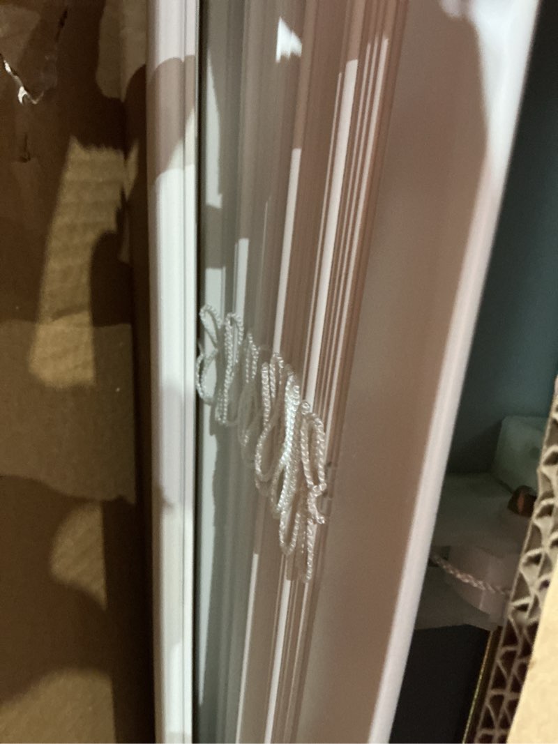 Condition photo showing Good Condition for lotus & windoware cordless, 2 inch faux wood blind, 35" wide x 72" long, window blinds, blinds & shades, blinds for indoor windows, embossed, bright white