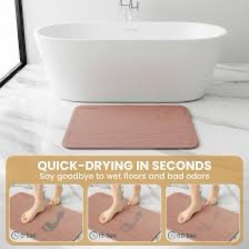 Homerz Stone Bath Mat – Premium Diatomaceous Earth Bath Mat, Rock Absorbent Bath Mats for Bathroom, 