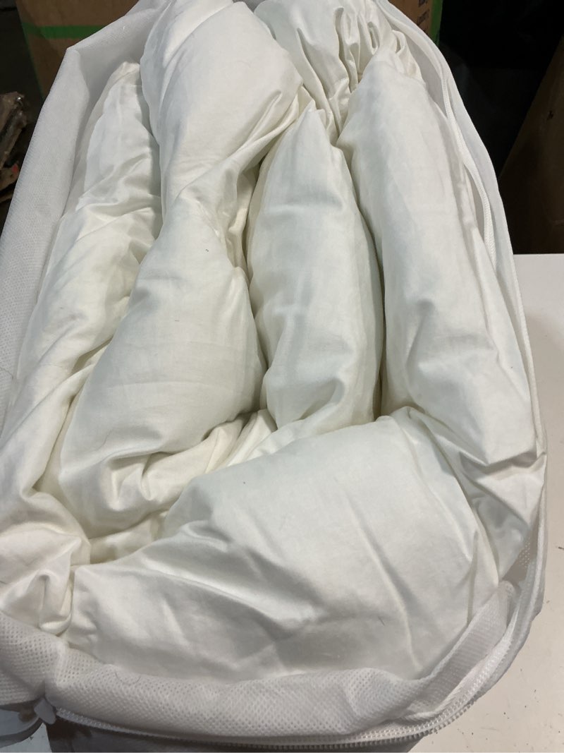 Condition photo showing As Is for quince premium down alternative comforter, twin, white
