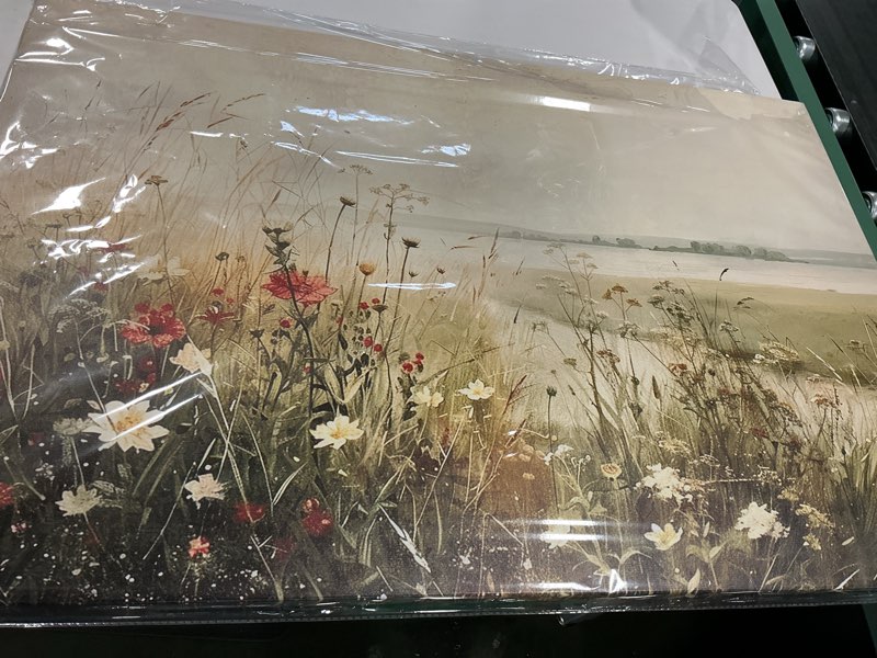 Vintage Landscape Wall Art Classical Wildflowers Picture Print on Canvas French Countryside Painting