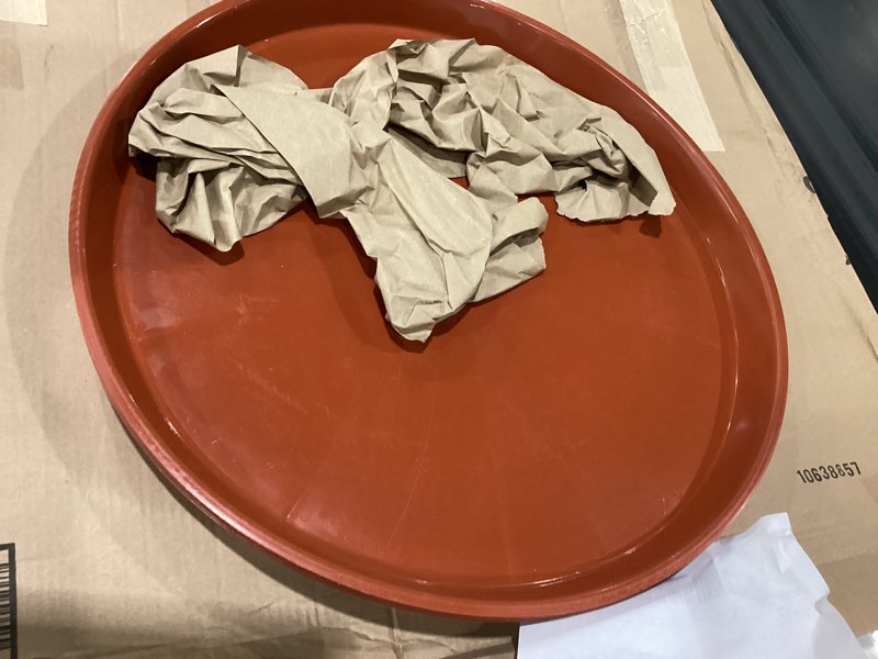 Condition photo showing New/Like New for eccliy 6 pack plastic plant saucer heavy duty planter saucers large plant pot saucers plastic water trays for indoors and outdoors flower plant plant drip (terracotta,25 inch) 25 inch terracotta