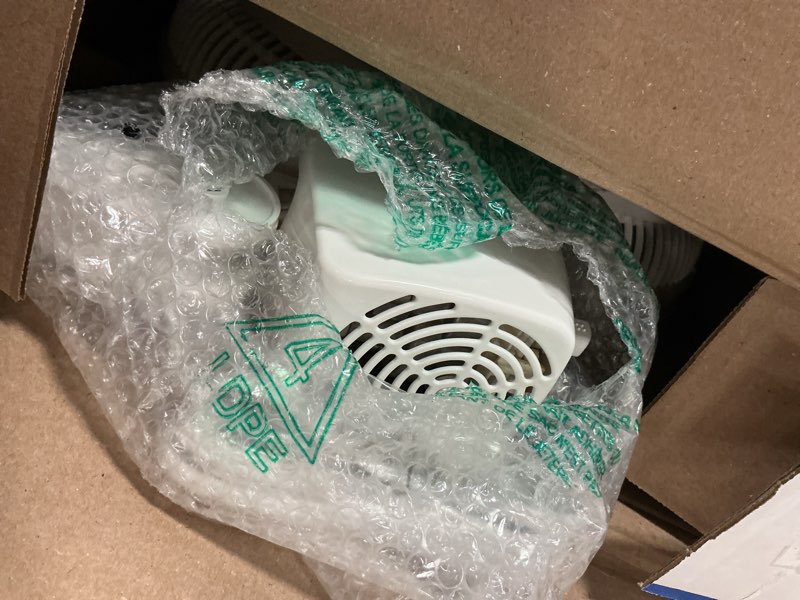 Condition photo showing As Is for lasko 16" oscillating 3-speed pedestal fan with adjustable height, 47" h, white, s16200, new
