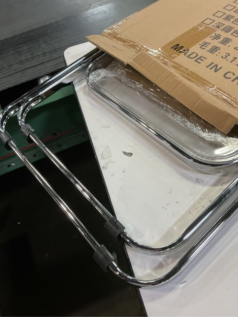 Condition photo showing Good Condition for 16.2" × 14.1" Acrylic Folding Table, Small Lightweight End Table for Living Room, Bedroom and Small Room, Sturdy Metal Frame with No Assembly Required, Space-Saving Storage Design (Clear)