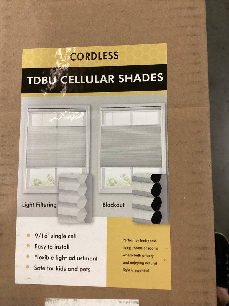 Condition photo showing New/Like New for unishades top down bottom up cellular shades cordless honeycomb blinds for indoor windows, for windows size (55" w × 64" h) colour (white - blackout) white - blackout 55" w × 64" h