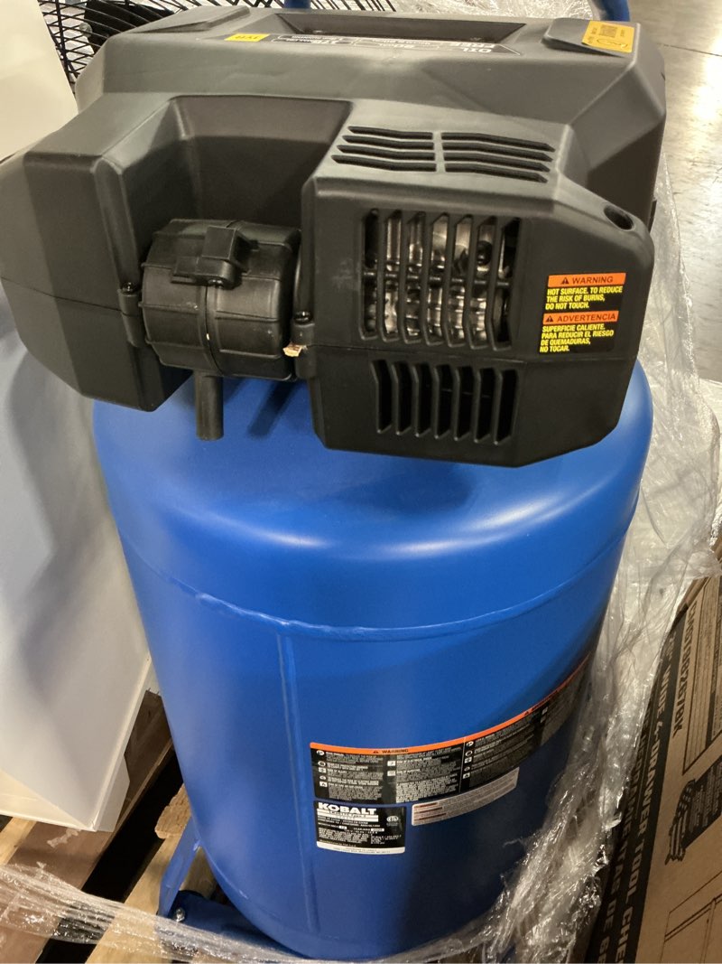 Condition photo showing As Is for kobalt 20-gallon portable electric 175 psi vertical air compressor