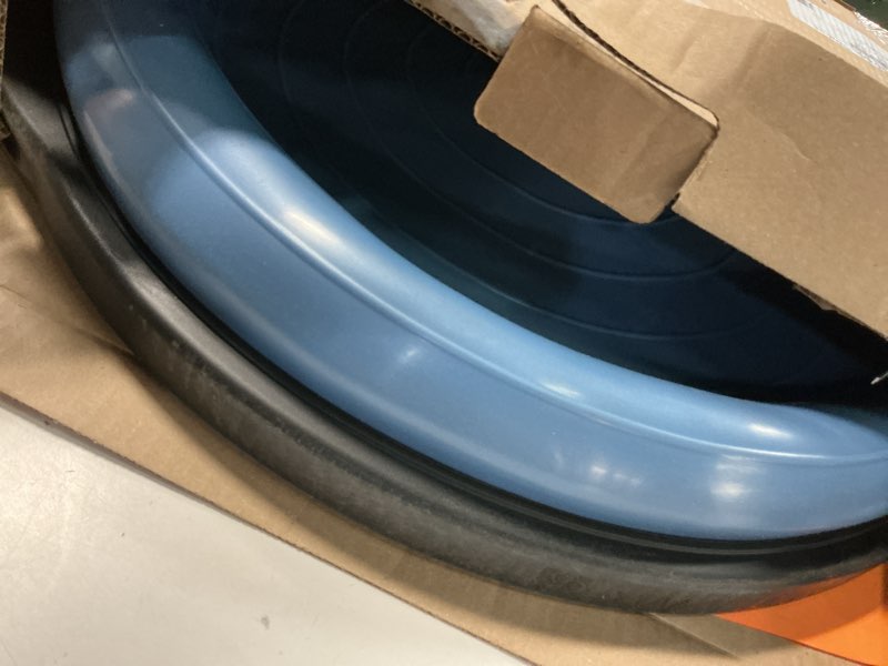 Condition photo showing As Is for Bosu Balance Ball Exercise Trainer, Home Gym Equipment w/ Guided Workouts & Pump, 26", Blue - Inflatable Fitness Platform for Strength Training, Standing, Balancing, and Core Workout Light Blue/Black